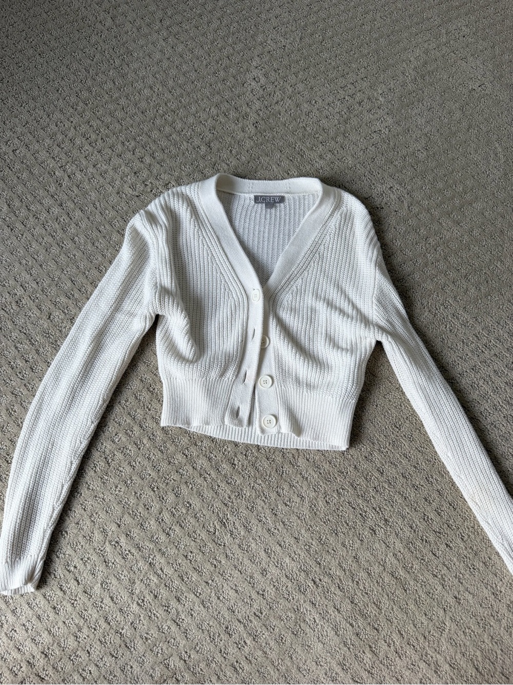 Jcrew cropped white cardigan